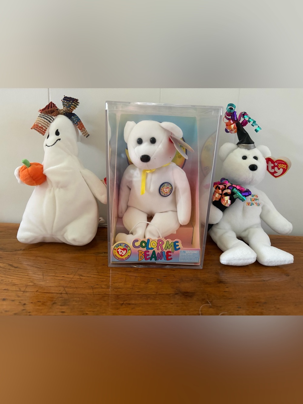 3 Ty beanie babies. Color Me bear, ghoulianne & New Years bear